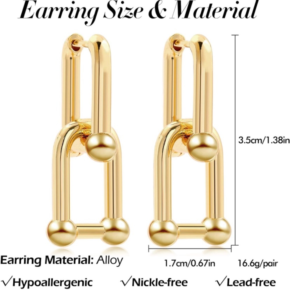 U shape gold earrings
